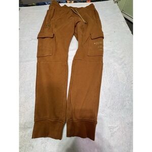 Born Fly Men's Mustard Yellow Sweatpants Size Large Cargo Pants Embroidered  Y2K